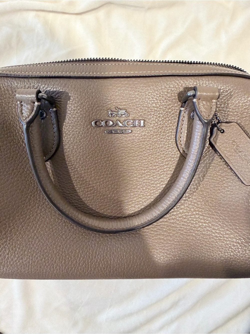 LIKE NEW Coach Outlet Medium Rowan Satchel Bag - Dark Stone - Picture 6 of 8